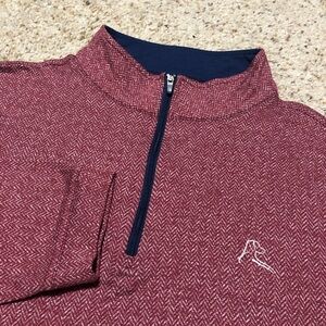 Rhoback Herringbone Jacquard Performance Q-Zip Men XL Maroon Burgundy